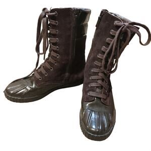 Nike Air Cole Haan Water Proof Tali Lace Up Boots Purple Sherpa Lined Size 5